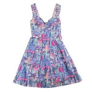 Lilly Pulitzer Pink and Blue Tropical Print Dress